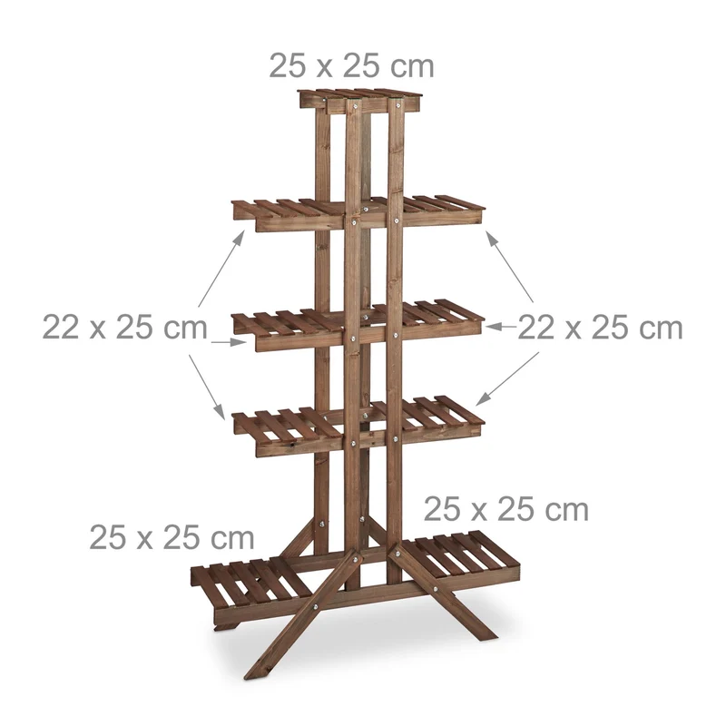 Etagère à fleurs escalier intérieure 142,5 x 83 x 28,5 cm 5 niveaux charmante déco rustique en bois naturel 13_0005240