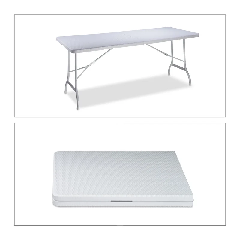 Table de jardin pliable transportable pour 8 personnes 178 x 74 x 72 cm en plastique noir 13_0005245