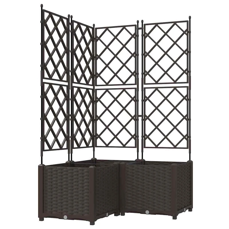 Lot de 3 cache-pots de jardin moderne extérieur 80 x 80 x 143 cm durable esthétique en acier marron 02_0058516
