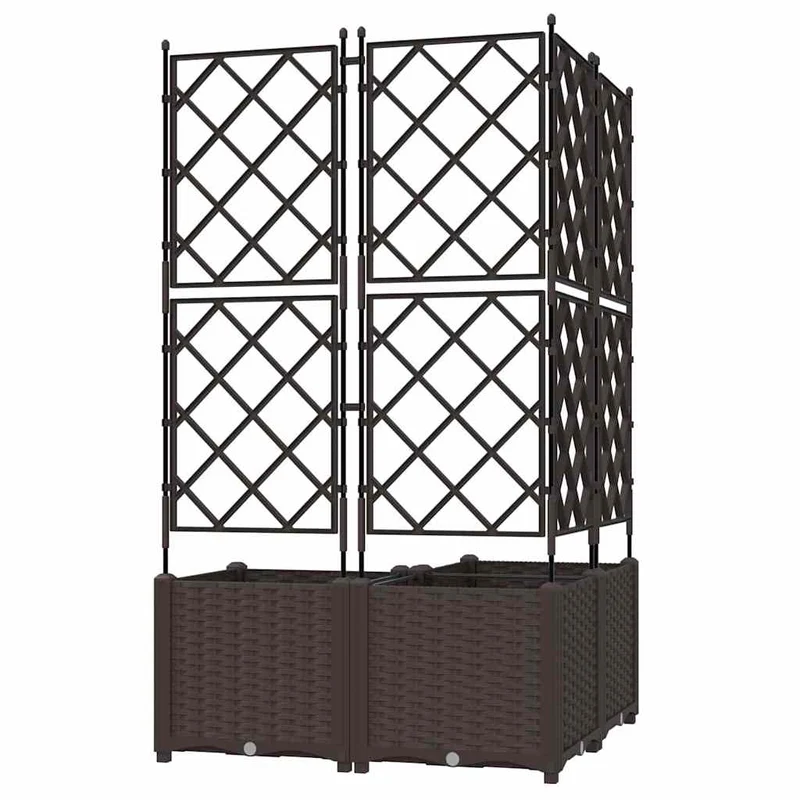 Lot de 3 cache-pots de jardin moderne extérieur 80 x 80 x 143 cm durable esthétique en acier marron 02_0058516