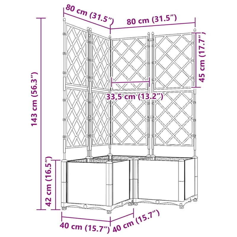 Lot de 3 cache-pots de jardin moderne extérieur 80 x 80 x 143 cm durable esthétique en acier marron 02_0058516