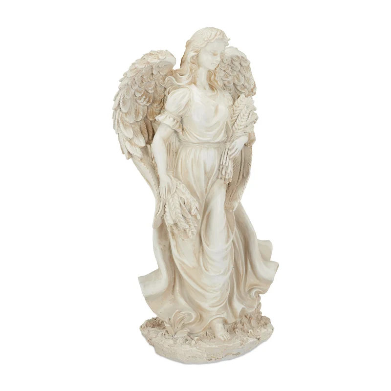 Statue décorative ange féminin classique 30 x 15 x 15 cm en résine blanche 13_0004903