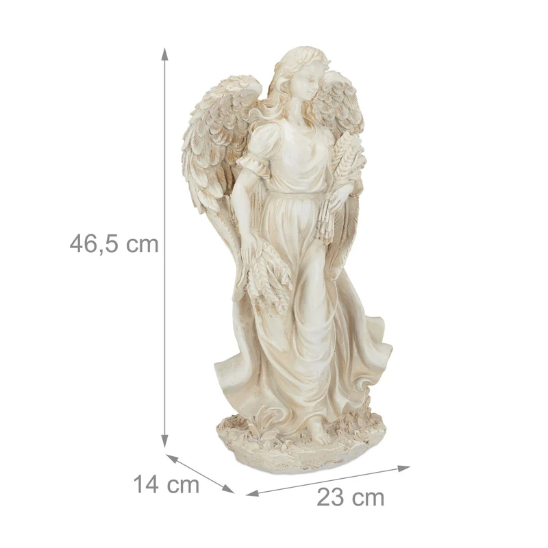 Statue décorative ange féminin classique 30 x 15 x 15 cm en résine blanche 13_0004903