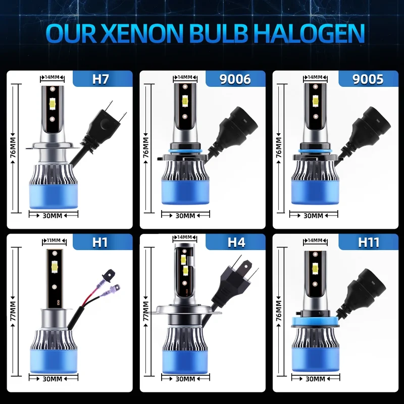 Ampoules LED H4 H7 H1 H11 9005 CSP 6000K 20000LM