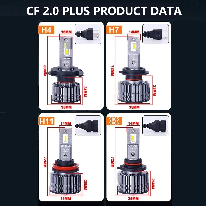 Ampoules LED OSRAM H4 H7 H8 H11 HB3 HB4 6000K 80W
