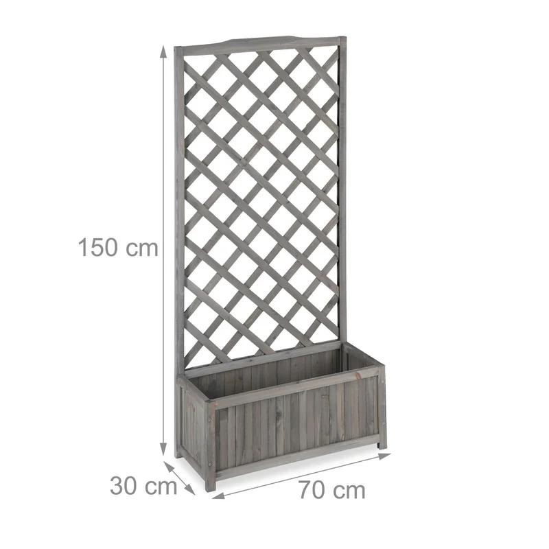 Jardinière avec treillis décoratif jardin balcon 90 x 36 x 36 cm pour plantes grimpantes en bois gris 13_0005573