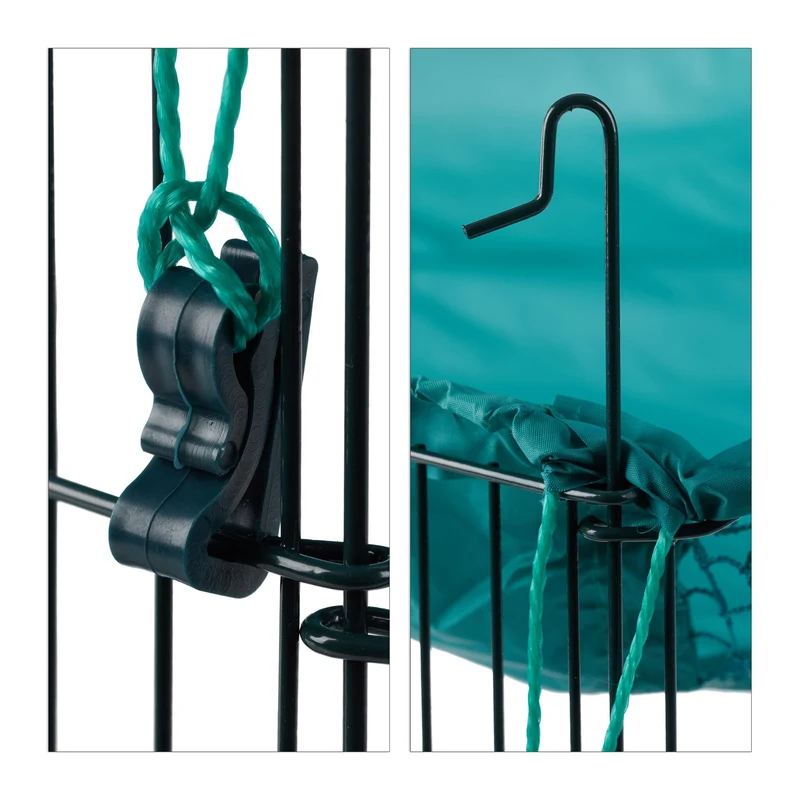 Enclos extérieur pour lapins et petits rongeurs 6 éléments avec porte protection soleil pluie en métal vert 13_0004309