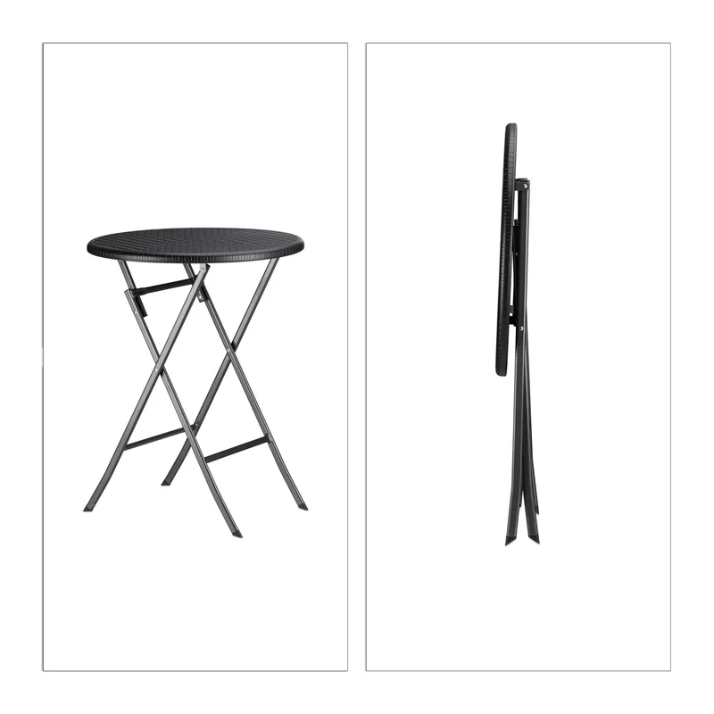 Lot de 3 meubles de jardin pliants design moderne 60 x 60 x 75,5 cm en plastique noir 13_0005247