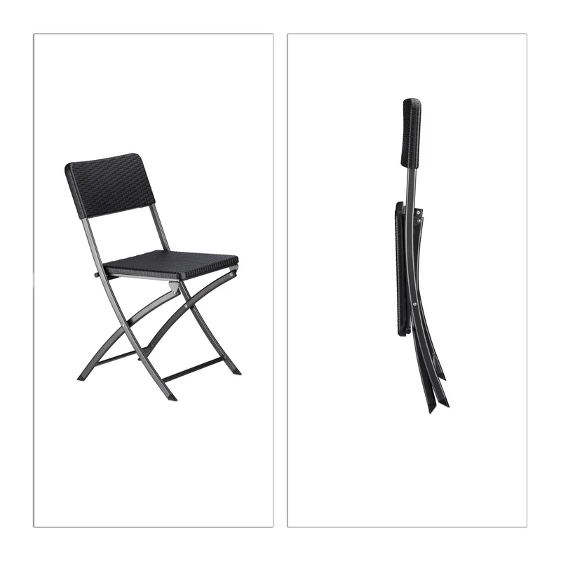Lot de 3 meubles de jardin pliants design moderne 60 x 60 x 75,5 cm en plastique noir 13_0005247