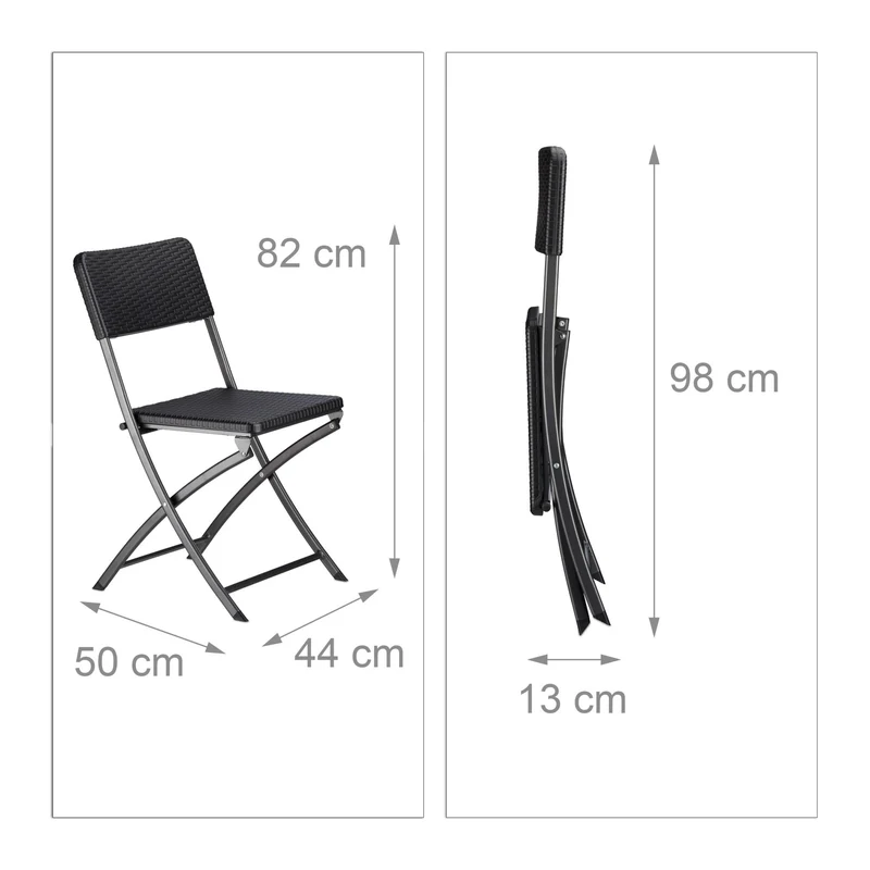Lot de 3 meubles de jardin pliants design moderne 60 x 60 x 75,5 cm en plastique noir 13_0005247