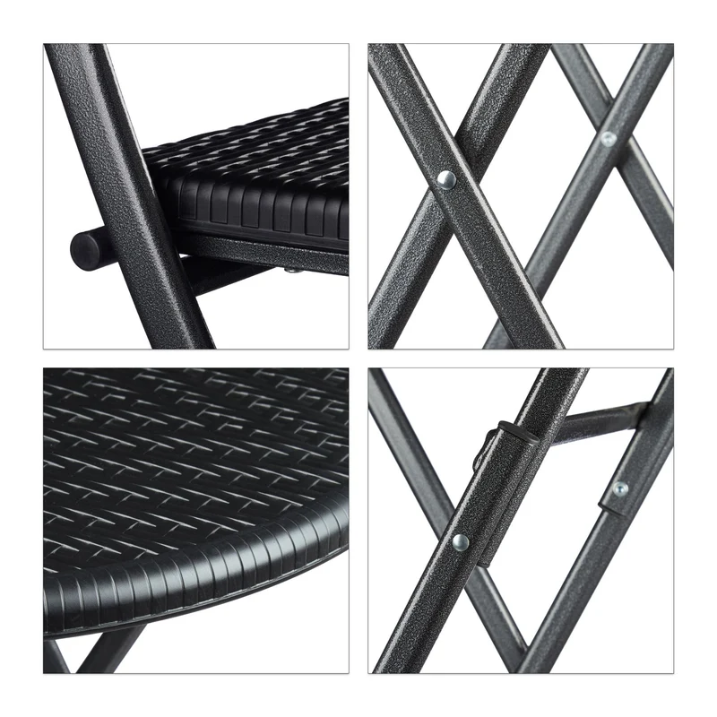Lot de 3 meubles de jardin pliants design moderne 60 x 60 x 75,5 cm en plastique noir 13_0005247
