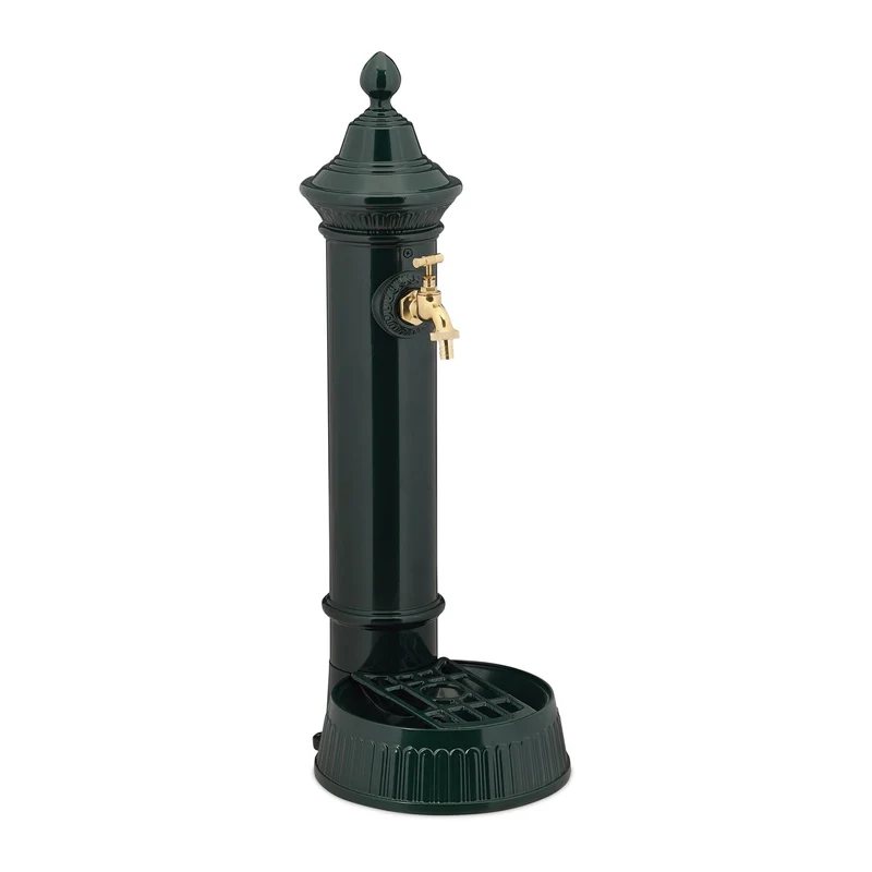 Fontaine de jardin décorative avec robinet et bac 100 x 40 x 40 cm style antique en résine grise 13_0004508