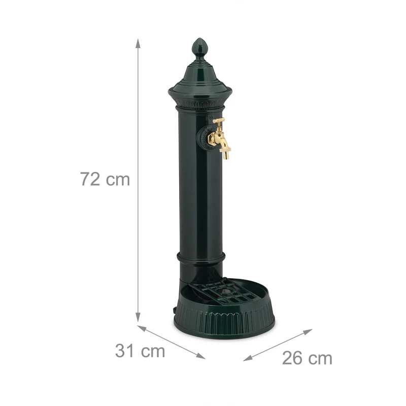Fontaine de jardin décorative avec robinet et bac 100 x 40 x 40 cm style antique en résine grise 13_0004508
