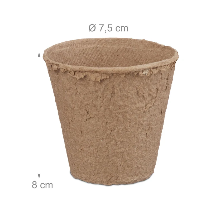 Lot de 80 pots de jardinage pour semis intérieur extérieur 8 x 7,5 cm en cellulose beige 13_0004311