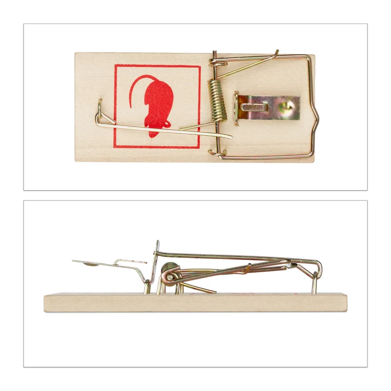 Lot de 12 tapettes à souris en bois pratiques réutilisables pour cellier garage 10 x 4,5 x 2 cm en bois naturel 13_0004215