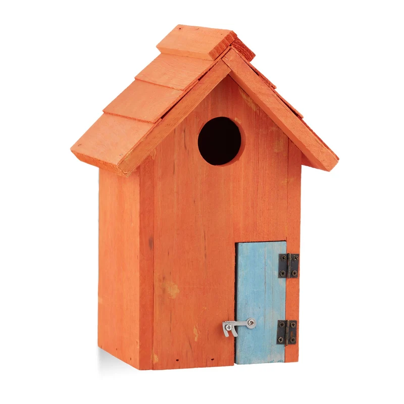 Nichoir à oiseaux en bois abri pour oiseaux chanteurs 24,5 x 17 x 12 cm style nostalgique en bois marron 13_0005910