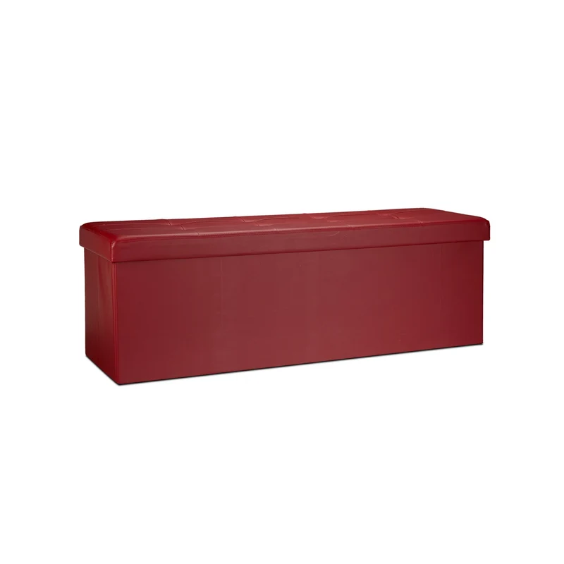 Pouf de rangement pliant design moderne 38 x 114 x 38 cm capacité 140 litres en similicuir rouge 13_0005132