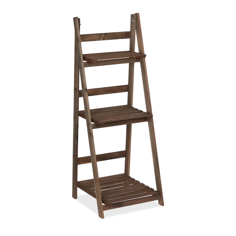 Etagère pour fleurs pliable en bois brun foncé 51,5 x 41 x 24 cm pratique moderne ambiance cosy 13_0006934