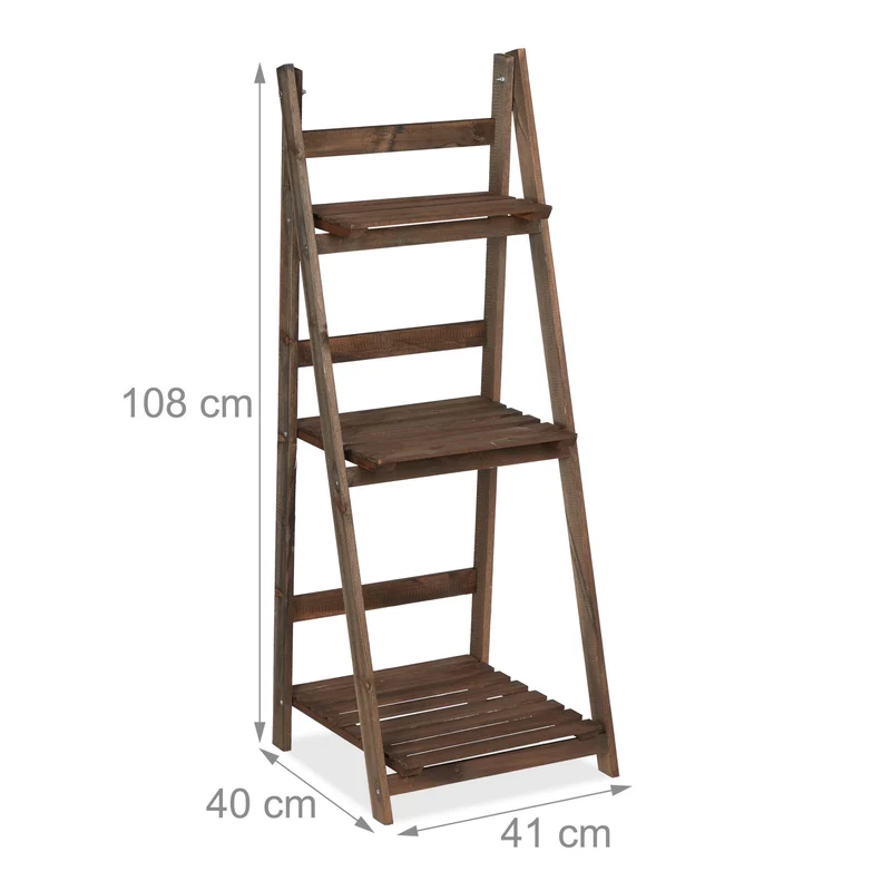 Etagère pour fleurs pliable en bois brun foncé 51,5 x 41 x 24 cm pratique moderne ambiance cosy 13_0006934