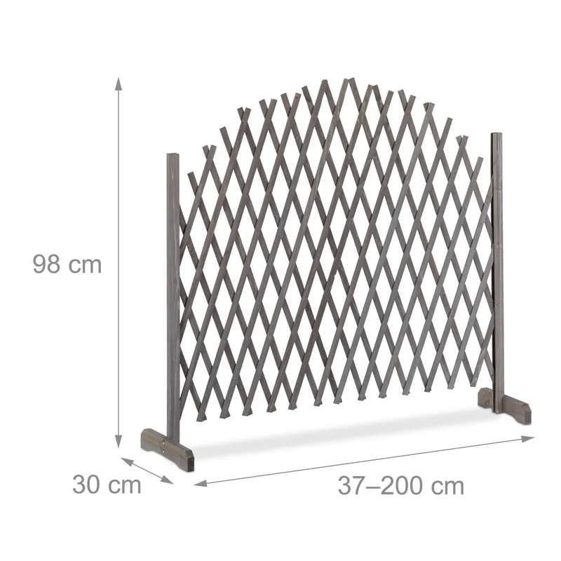 Treillis extensible décoratif ajustable jardin 98 x 200 x 30 cm en bois de sapin naturel 13_0006356