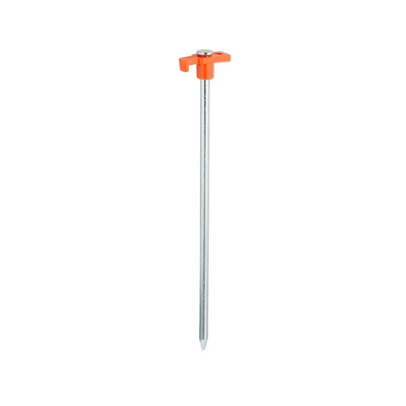 Lot de 10 piquets d'ancrage acier zingué pour sol dur jardin camping 25 x 4 x 1,5 cm en acier gris 13_0006296
