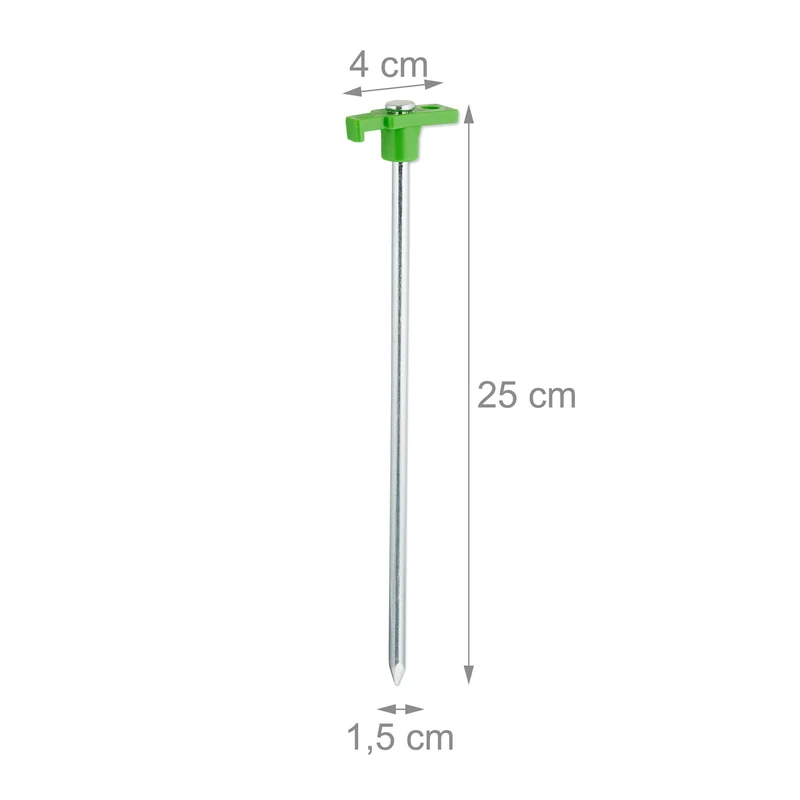 Lot de 10 piquets de fixation pour camping ancrage solide 25 x 4 x 1,5 cm en acier zingué gris 13_0006297