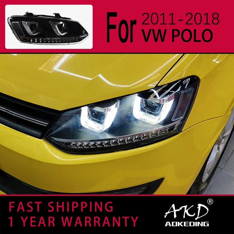 Phares LED Volkswagen Polo 2011-2018 ligne rouge ou argent