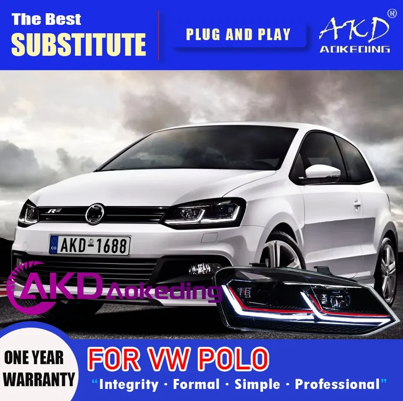 Phares LED Volkswagen Polo 2011-2018 Angel Eyes