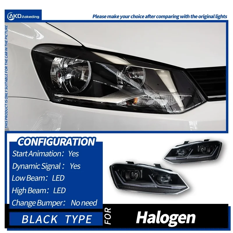 Phares LED Volkswagen Polo 2011-2018 Angel Eyes