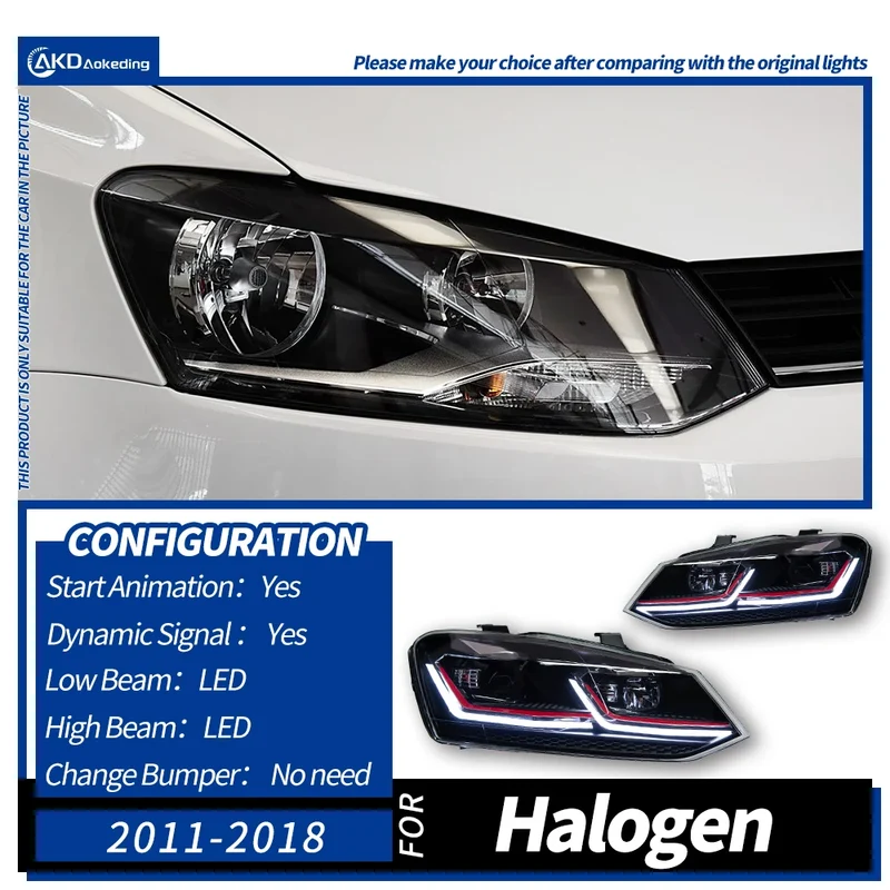 Phares LED Volkswagen Polo 2011-2018 Angel Eyes