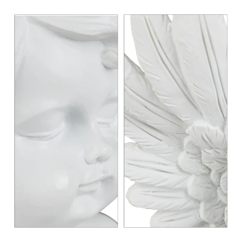 Figurine d'ange décorative spirituelle intérieur extérieur 20 x 15 x 10 cm en pierre artificielle blanche 13_0004904