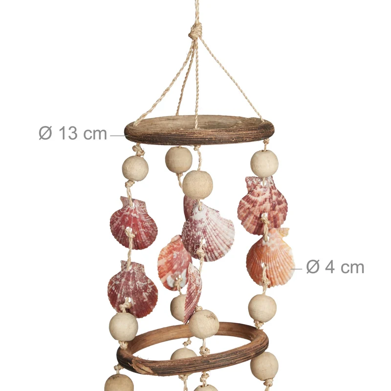 Carillon éolien décoratif en bois flotté pour balcon jardin 107 x 18 cm sons relaxants ambiance maritime en bois blanc 13_0005270