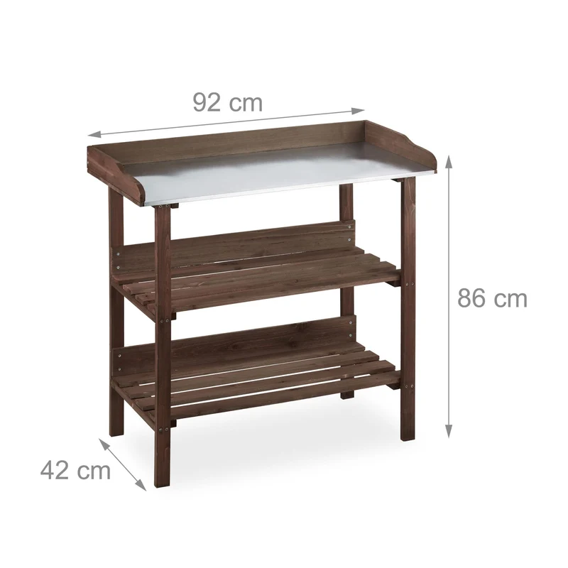 Table de jardinage pratique surface de travail 120 x 60 x 90 cm en bois marron 13_0005009