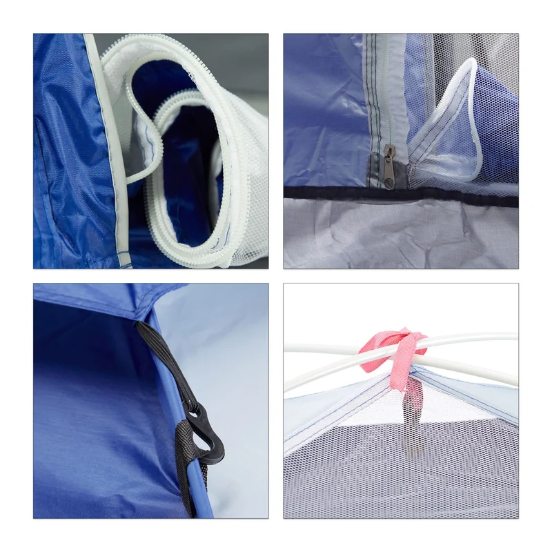 Tente de camping Pop-Up 135 x 200 x 200 cm pour 3 personnes montage rapide en polyester anthracite 13_0005416