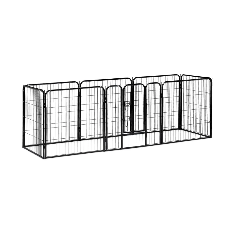 Enclos pour chiots modulable pratique 60,5 x 76,5 x 235 cm en acier noir 13_0005491