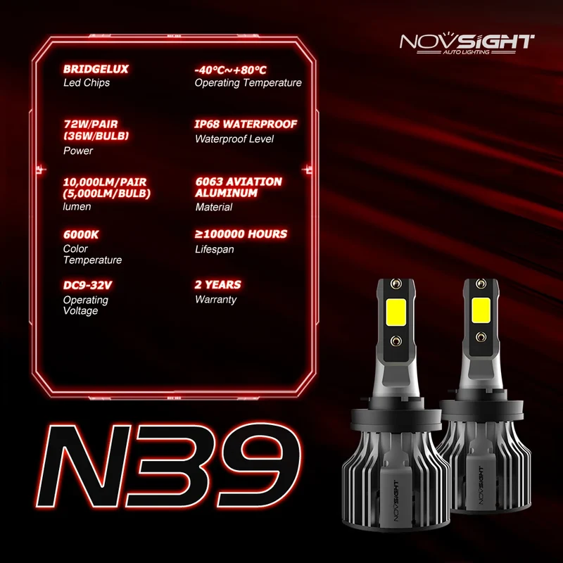 Ampoules LED H1 H4 H7 H8 H9 H11 6000K 72W Canbus (Kit)