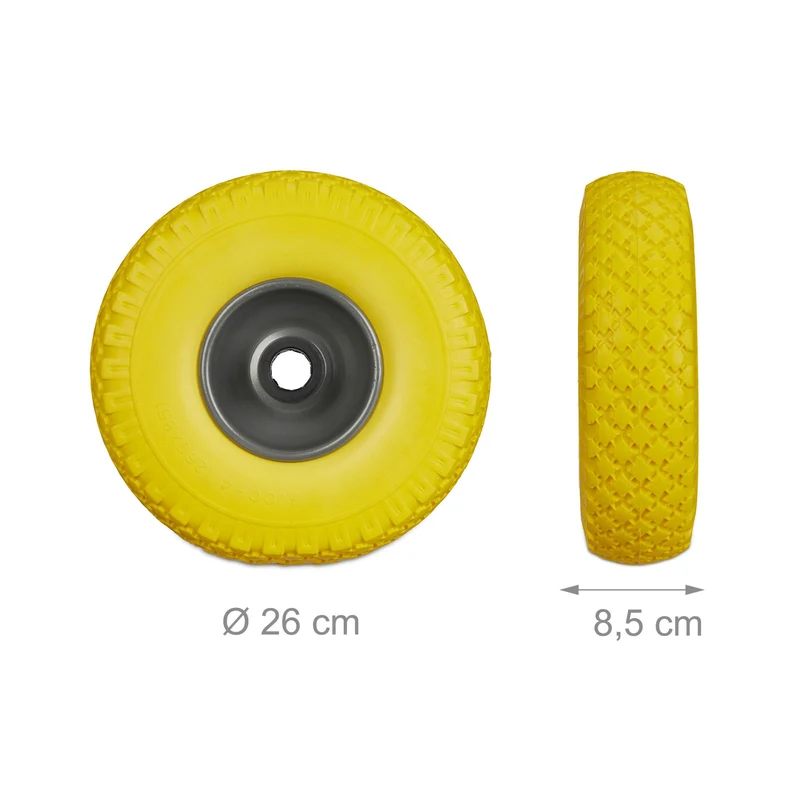 Lot de 2 roues de brouette increvables pour jardin 26 x 8,5 cm confort de transport en caoutchouc noir 13_0007236