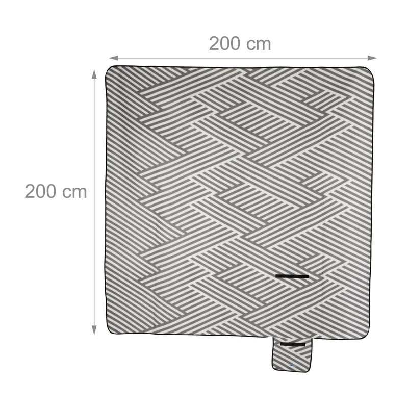Couverture de pique-nique XL isolante pour 6 personnes 200 x 150 cm pratique transport facile en polyester gris 13_0004925