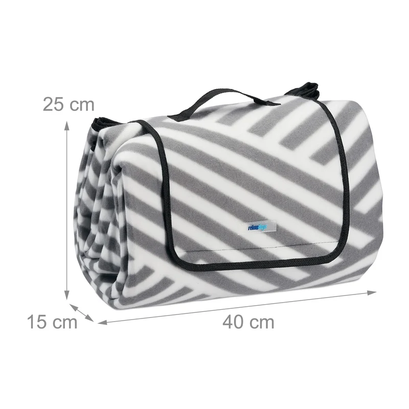 Couverture de pique-nique XL isolante pour 6 personnes 200 x 150 cm pratique transport facile en polyester gris 13_0004925