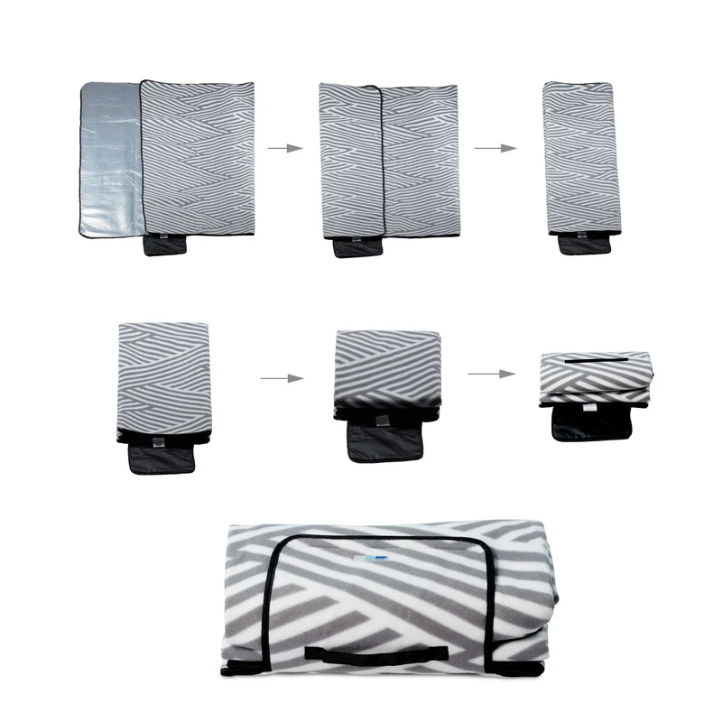 Couverture de pique-nique XL isolante pour 6 personnes 200 x 150 cm pratique transport facile en polyester gris 13_0004925