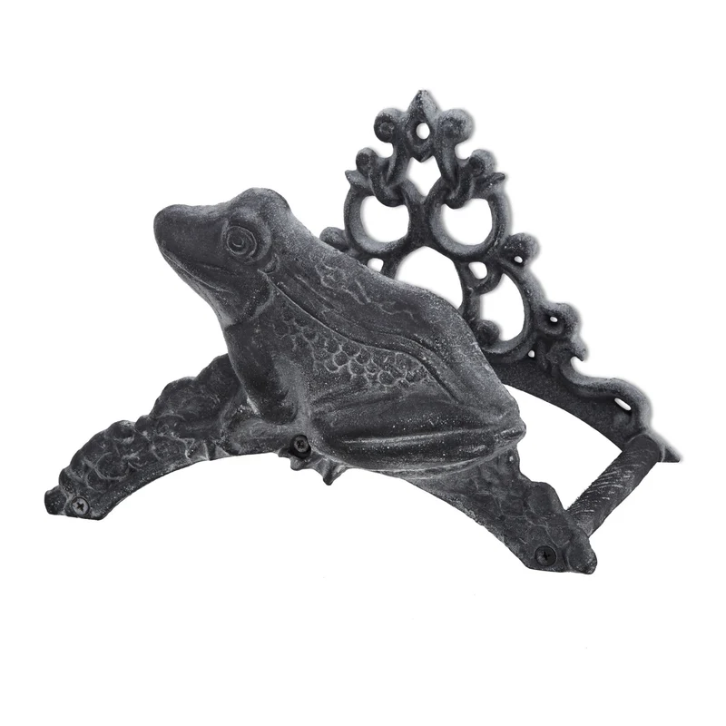 Porte tuyau d'arrosage support décoratif jardin 45 x 30 x 30 cm en fonte gris 13_0004528