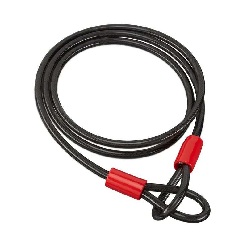Câble de sécurité flexible longueur 2 m enroulable pour vélos et biens personnels en acier noir 13_0004933
