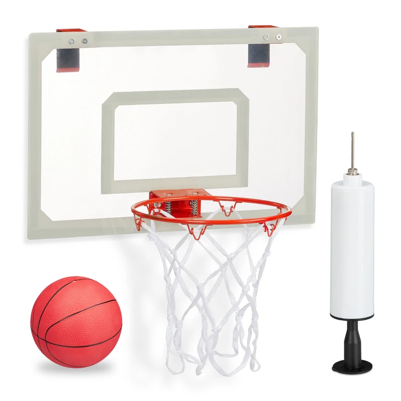 Panier de basket intérieur facile à installer avec ballon et pompe pour bureau chambre 60 x 45 x 30 cm en mousse blanc 13_0004580