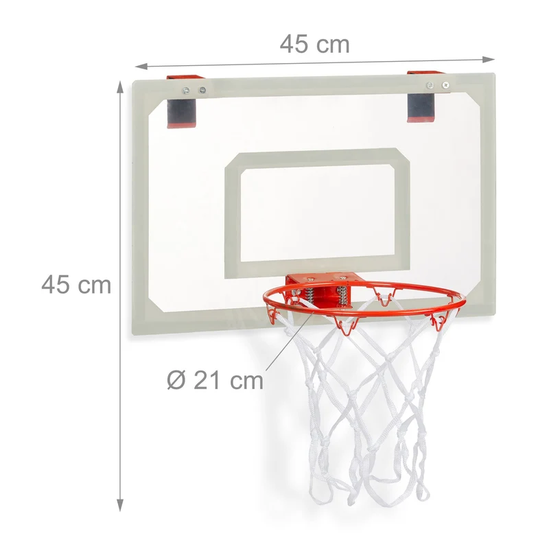 Panier de basket intérieur facile à installer avec ballon et pompe pour bureau chambre 60 x 45 x 30 cm en mousse blanc 13_0004580