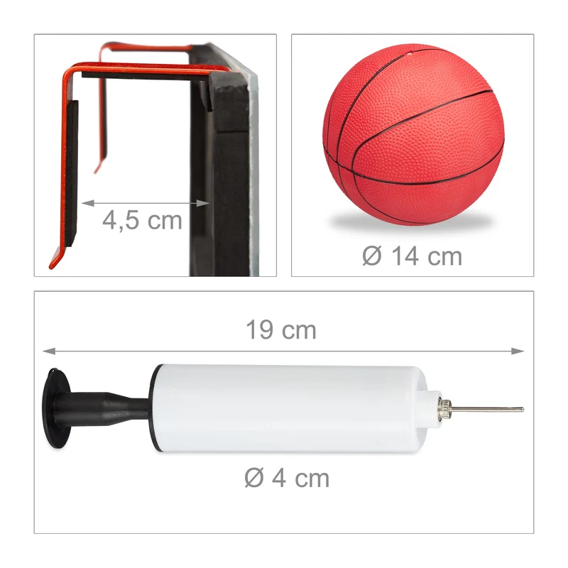 Panier de basket intérieur facile à installer avec ballon et pompe pour bureau chambre 60 x 45 x 30 cm en mousse blanc 13_0004580