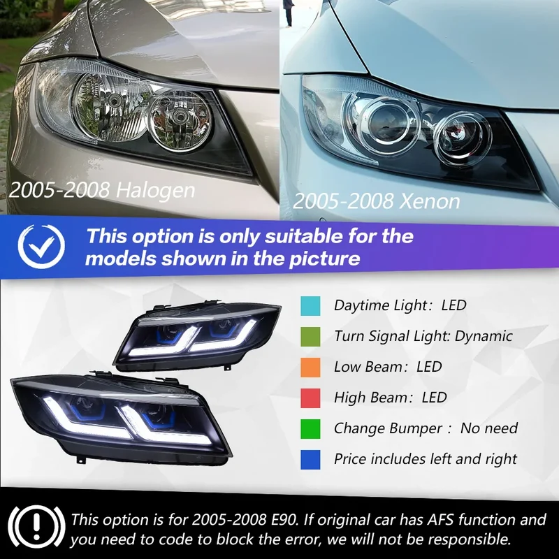 Phares LED BMW Série 3 E90 2005-2012 Angel Eyes