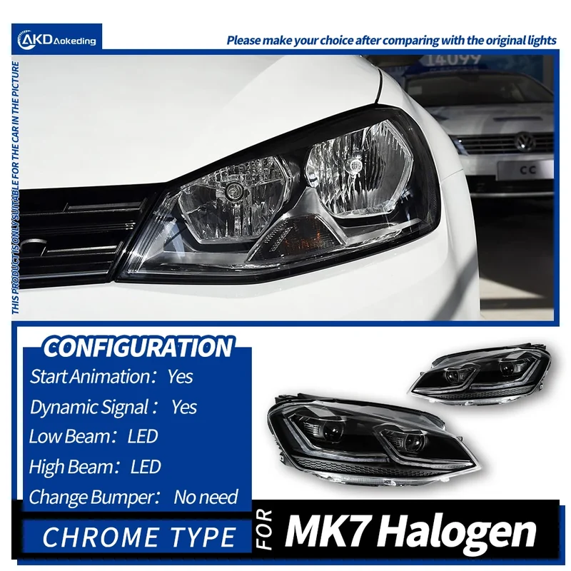 Phares LED Volkswagen Golf 7 MK7 2013-2017 trois finitions
