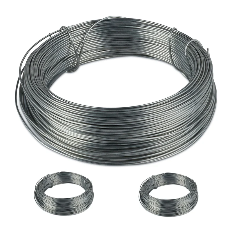 Lot de 3 bobines de fil de jardin flexible pour clôture 3 x 10 cm en acier zingué argenté 13_0006894