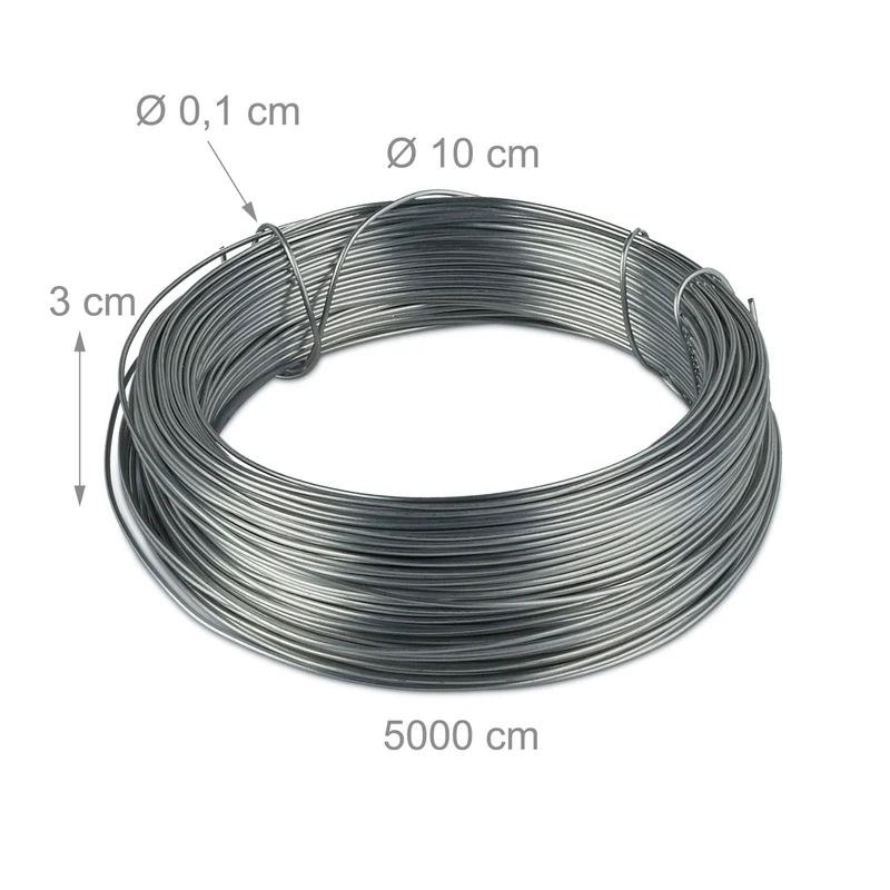 Lot de 3 bobines de fil de jardin flexible pour clôture 3 x 10 cm en acier zingué argenté 13_0006894