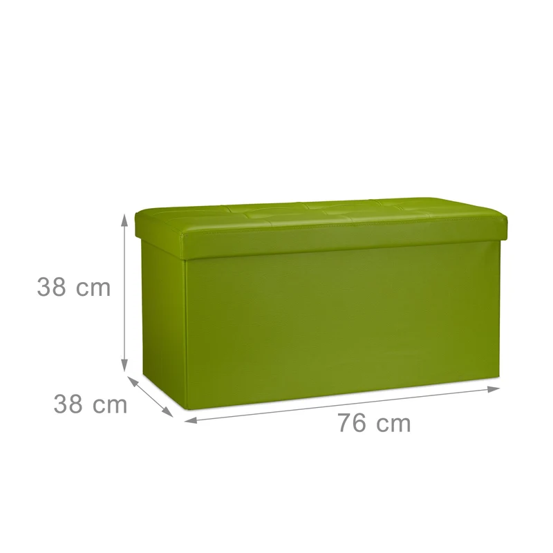 Tabouret de rangement pliant 38 x 76 x 38 cm avec capacité de 85 litres design moderne en similicuir vert 13_0005716